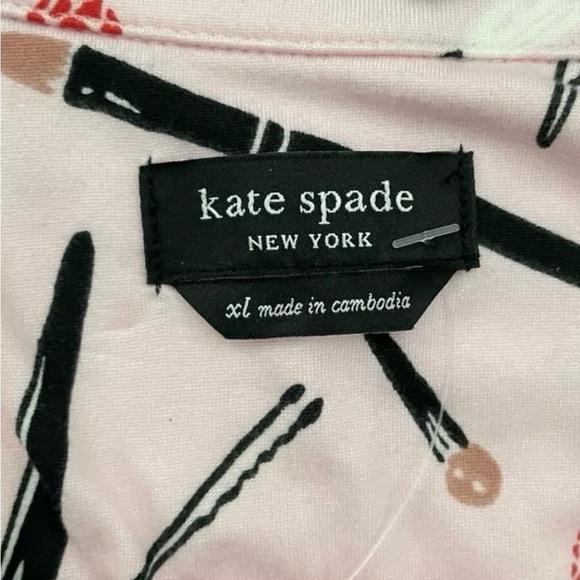 Kate Spade Pink Makeup Print Pajama Set XL - Picture 2 of 3